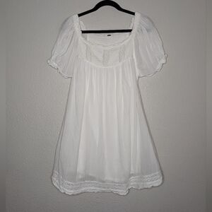 Free People White Coquette Boho Festival Lace Chest Knee Length Babydoll Dress L